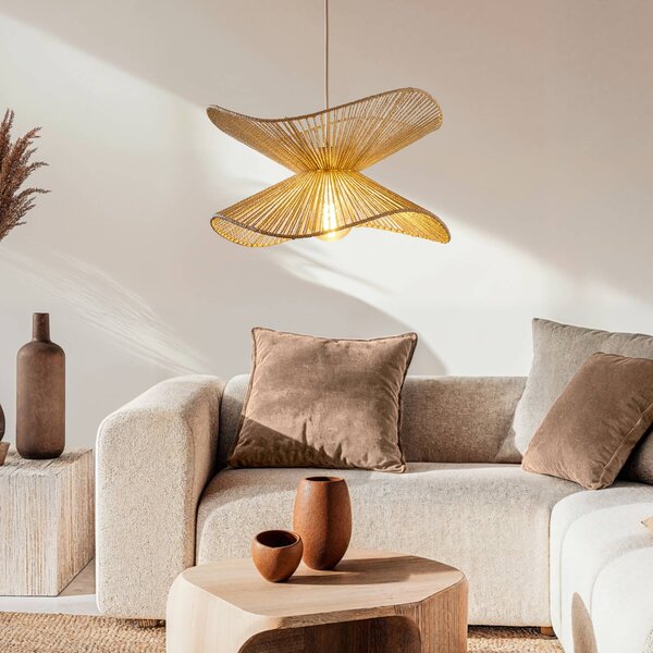 Lindby Závěsné svítidlo Valdorin, béžová barva, papír, Ø 40 cm, E27, stmívatelný, Krémová / jantar, Ložnice, Papír / lunolit / lunopal, Moderní
