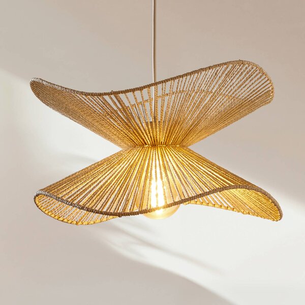 Lindby Závěsné svítidlo Valdorin, béžová barva, papír, Ø 40 cm, E27, stmívatelný, Krémová / jantar, Ložnice, Papír / lunolit / lunopal, Moderní