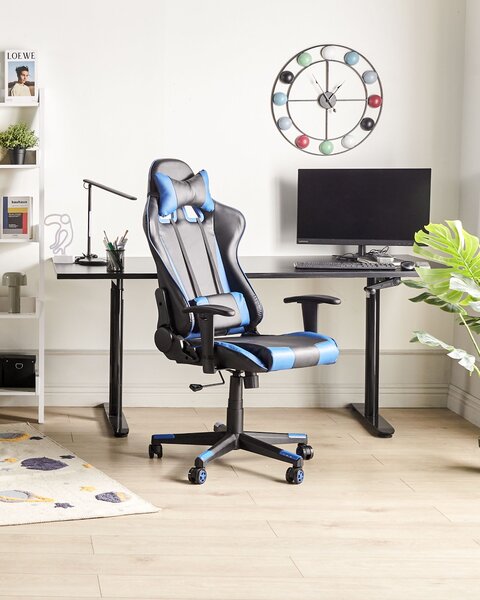 Kancelářská židle GAMER Umělá kůže Tmavě modrá
