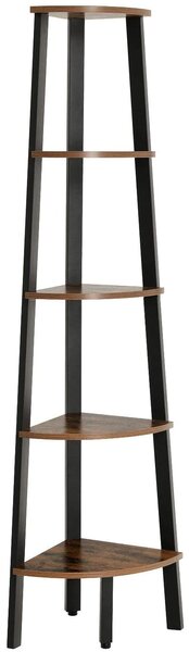 Rohový regál TAYLOR 5 polic 159x34 cm, rustikálně hnědý