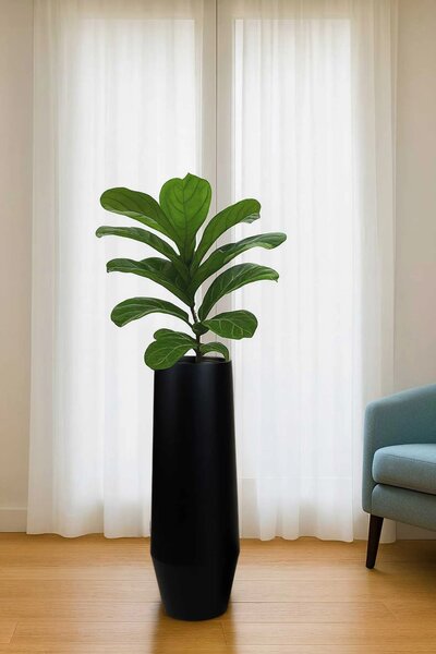 Designový květináč BERBELO, sklolaminát, výška 80 cm, černý mat