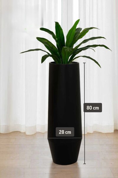 Designový květináč BERBELO, sklolaminát, výška 80 cm, černý mat