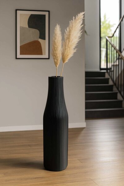 Podlahová váza VERTIGO, sklolaminát, výška 80 cm, černý mat