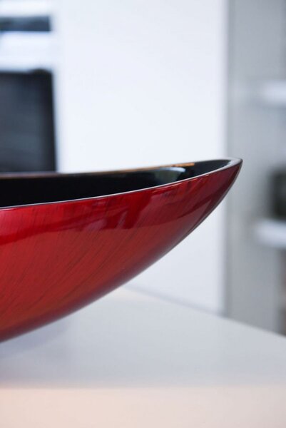 Dekorační mísa ALEXA, sklolaminát, šířka 65 cm, červeno-černý lesk