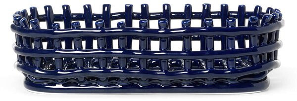 Ferm Living Organizér Ceramic Basket Oval, blue