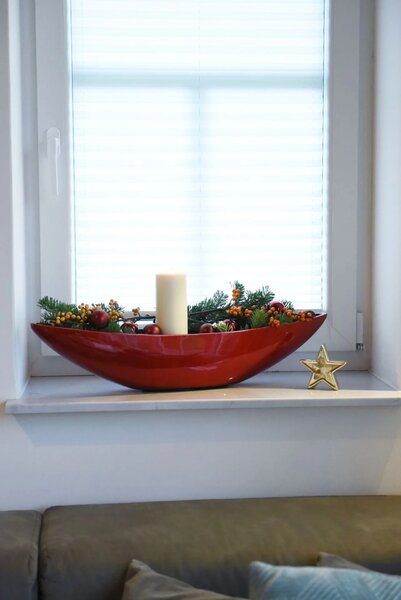 Dekorační mísa ALEXA, sklolaminát, šířka 65 cm, červeno-černý lesk
