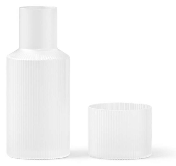 Ferm Living Karafa se sklenicí Ripple Small, frosted