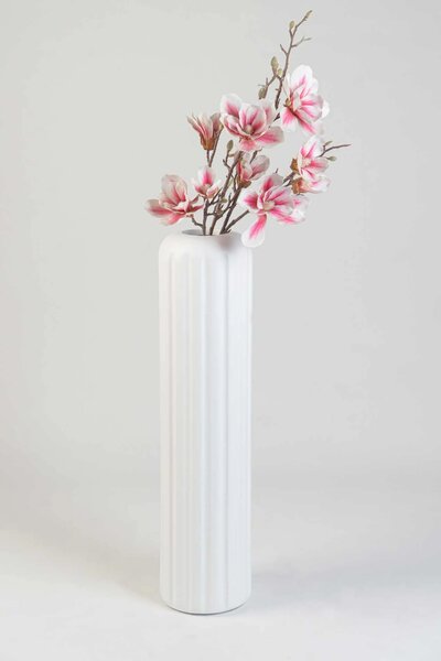 Podlahová váza VERTA, sklolaminát, výška 80 cm, bílý mat