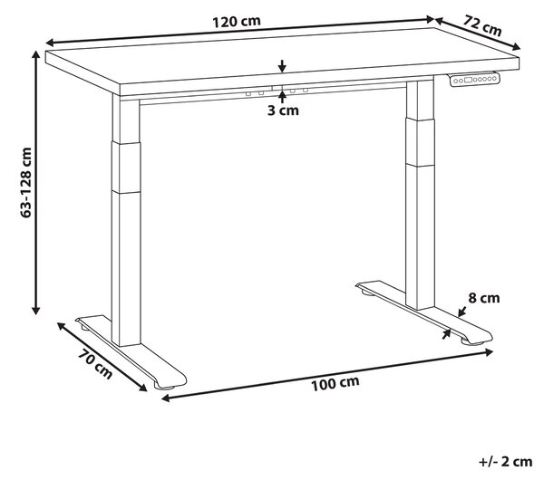 Elektricky výškově nastavitelný pracovní stůl DESTINES Černá 120 cm 72 cm