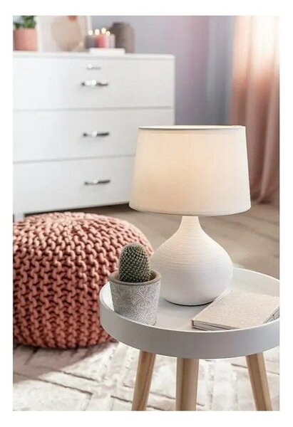 Bílá stolní lampa z keramiky a tkaniny Reality Martin, výška 29 cm