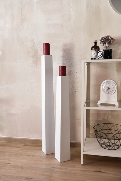 Elegantní váza OBELISK, sklolaminát, výška 100 cm, bílá