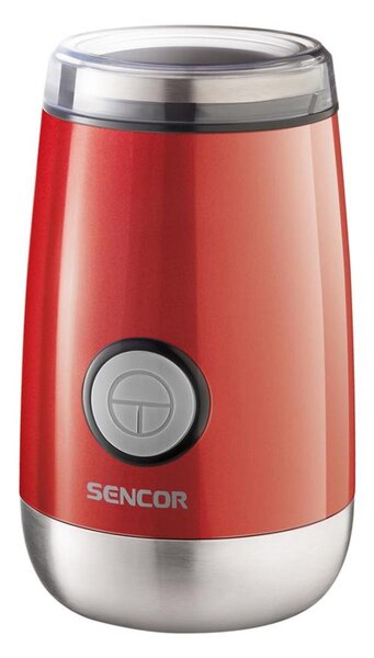 Sencor - Elektrický mlýnek na zrnkovou kávu 60 g 150W/230V červená/chrom