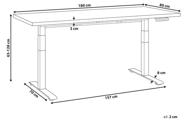 Elektricky výškově nastavitelný pracovní stůl DESTINES Černá 180 cm 80 cm