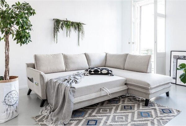 Světle béžová rozkládací rohová pohovka Miuform Charming Charlie L, pravý roh