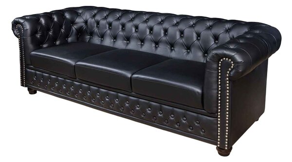 Designová 3-místná sedačka Chesterfield 205 cm černá
