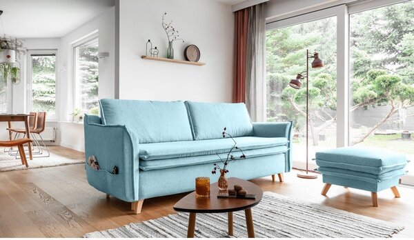 Světle modrá rozkládací pohovka 225 cm Charming Charlie – Miuform