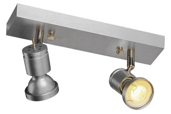 BIG WHITE SLV ASTO 2, nástěnné a stropní svítidlo, dvě žárovky, QPAR51, kartáčovaný Al, max. 150 W 147442