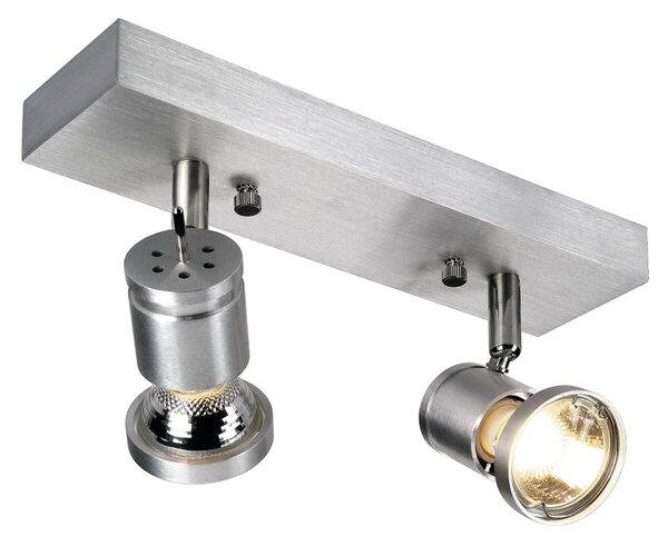 BIG WHITE SLV ASTO 2, nástěnné a stropní svítidlo, dvě žárovky, QPAR51, kartáčovaný Al, max. 150 W 147442