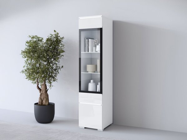 Vitrína Sawoti 002 + LED, Barva: kašmírová béžová 5903211507366