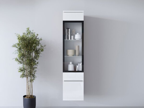 Vitrína Sawoti 002 + LED, Barva: kašmírová béžová 5903211507366