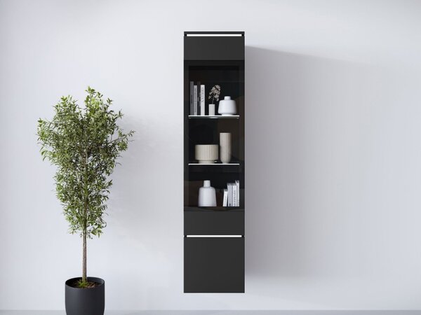 Vitrína Sawoti 002 + LED, Barva: bílá / bílý lesk 5903211507342