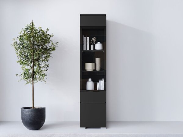 Vitrína Sawoti 002 + LED, Barva: bílá / bílý lesk 5903211507342