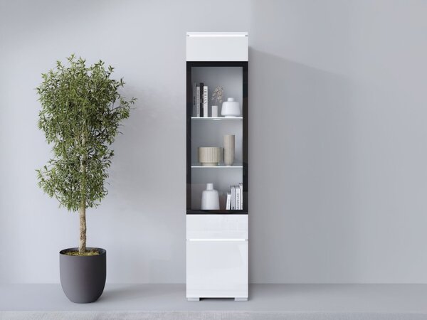 Vitrína Sawoti 002 + LED, Barva: kašmírová béžová 5903211507366