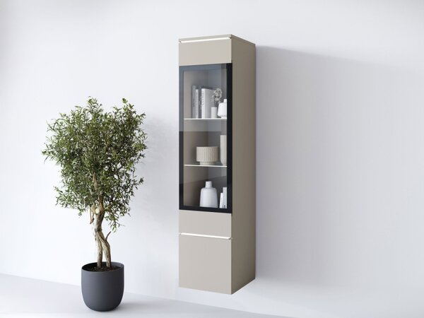 Vitrína Sawoti 002 + LED, Barva: kašmírová béžová 5903211507366