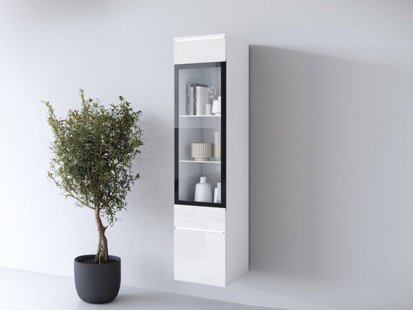 Vitrína Sawoti 002 + LED, Barva: kašmírová béžová 5903211507366