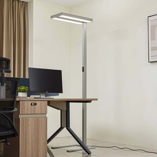 Arcchio LED stojací lampa Logan Ultra HCL stříbrná, stmívatelné, stmívatelný, Hliník / šedá / zinek, Pracovna / kancelář, Hliník, Moderní