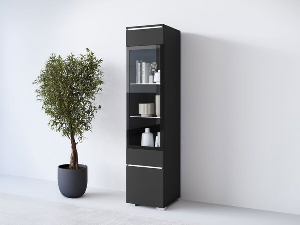 Vitrína Sawoti 002 + LED, Barva: kašmírová béžová 5903211507366