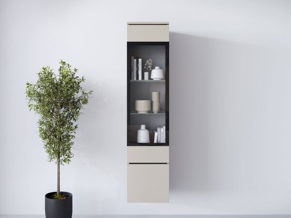 Vitrína Sawoti 002 + LED, Barva: kašmírová béžová 5903211507366