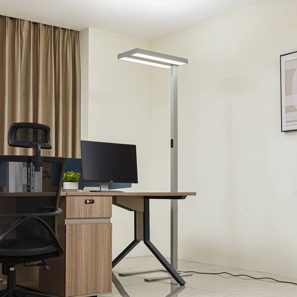 Arcchio LED stojací lampa Logan Ultra HCL stříbrná, stmívatelné, stmívatelný, Hliník / šedá / zinek, Pracovna / kancelář, Hliník, Moderní