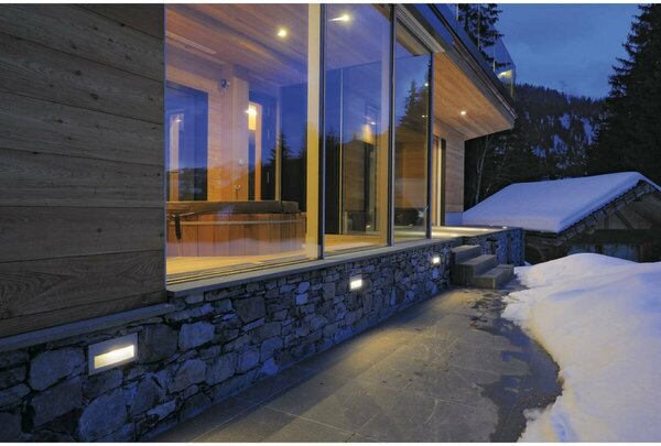 BIG WHITE SLV BRICK DOWNUNDER, venkovní nástěnné vestavné svítidlo, LED, 3000K, IP54, obdélníkové, stříbrošedé 229702
