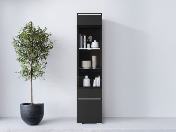 Vitrína Sawoti 002 + LED, Barva: bílá / bílý lesk 5903211507342