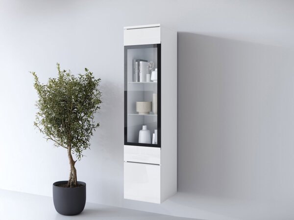 Vitrína Sawoti 002 + LED, Barva: kašmírová béžová 5903211507366