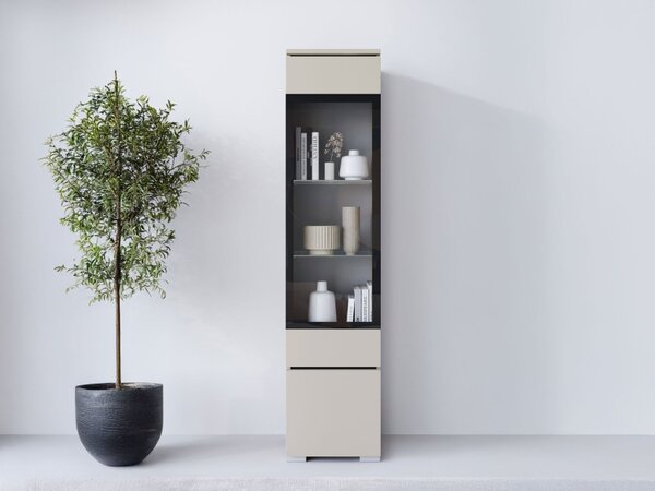 Vitrína Sawoti 002 + LED, Barva: kašmírová béžová 5903211507366