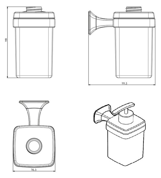 METAFORM METAFORM, AIDA dávkovač mýdla 270 ml, mléčné sklo, chrom, AI019