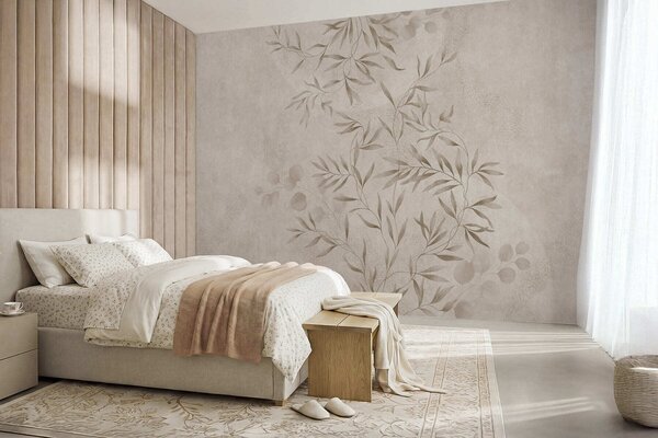 Fototapety Botanický vzor v béžových a hnědých odstínech, Fototapety akvarel, w05424v2 : uwalls.cz