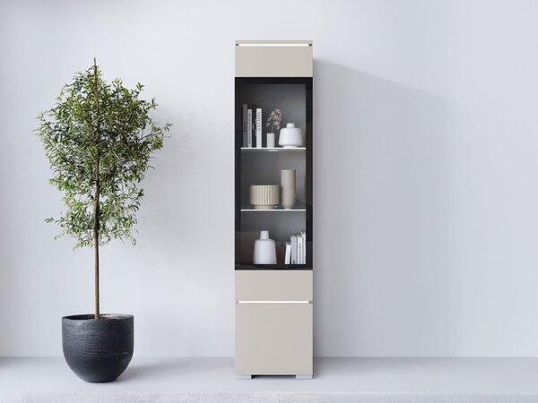 Vitrína Sawoti 002 + LED, Barva: kašmírová béžová 5903211507366