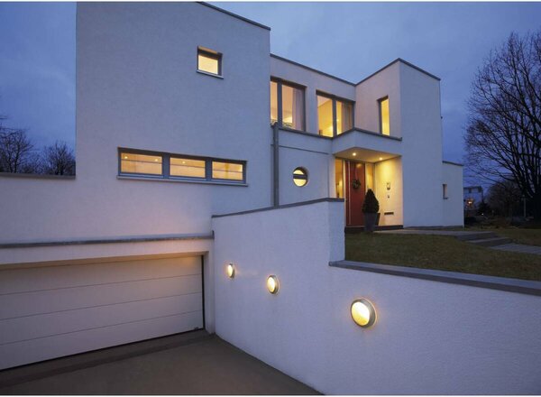 BIG WHITE SLV BULAN, venkovní nástěnné a stropní svítidlo, C35, IP44, kulaté, stříbrošedé, satinované sklo, max. 60 W 229072