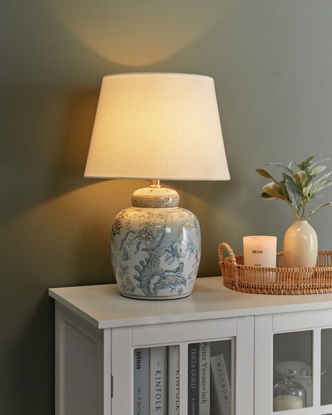 Stolní lampa JAMAPA Porcelán Bílá/Modrá
