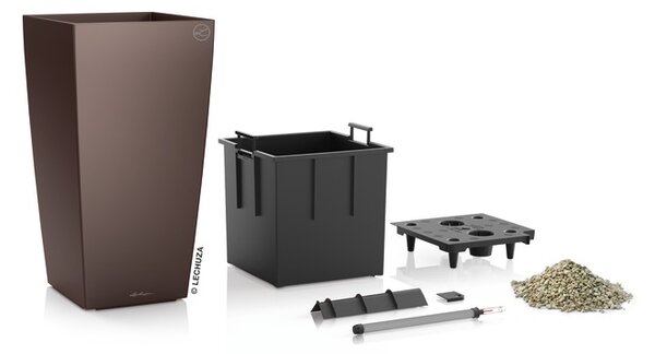 Samozavlažovací květináč Cubico Premium 30 cm, hnědá +