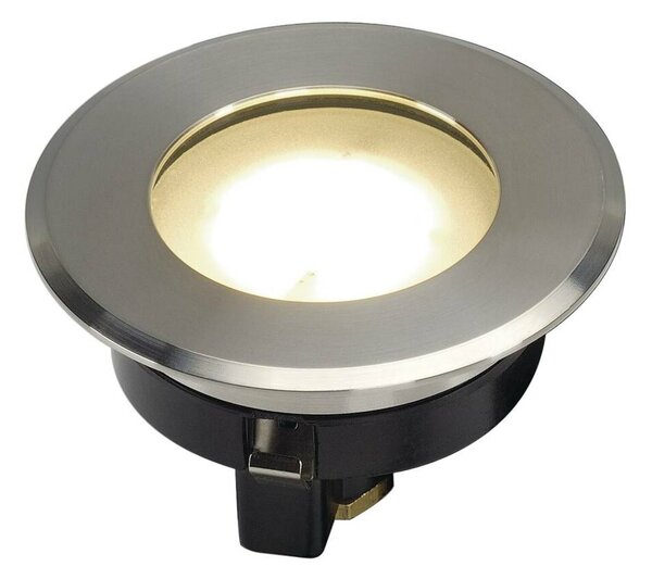 BIG WHITE SLV DASAR FLAT 80, venkovní zapuštěné podlahové svítidlo, LED, 3000K, IP67, kulaté, kartáčovaná nerezová ocel, 4,3 W 22841
