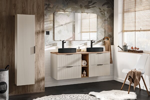 Comad Doplňková koupelnová skříňka vysoká Adel Cashmere 35 kašmír mat