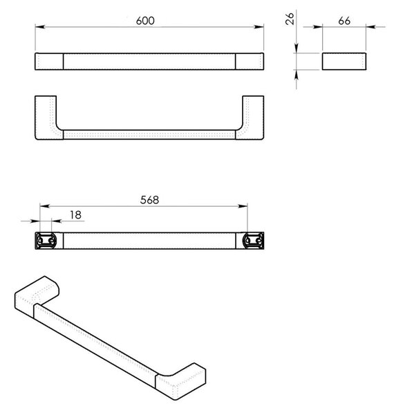 Gedy Gedy, PIRENEI držák ručníků 600x66mm, bílá matná, PI216002