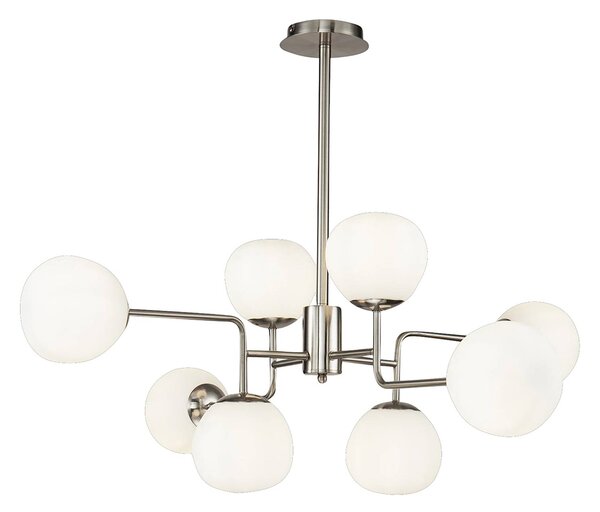 Maytoni Závěsná lampa Erich, barva nikl, sklo/kov, 8 světel., stmívatelný, Hliník / šedá / zinek, Obývací pokoj / jídelna, kov, Moderní, Koule