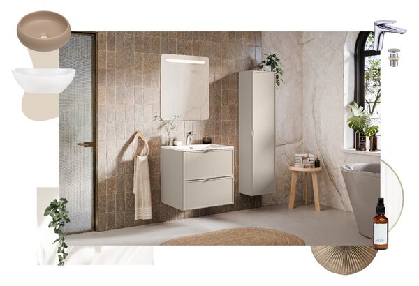 Comad Koupelnová skříňka s keramickým umyvadlem Bella Cashmere 80 cm - kašmír