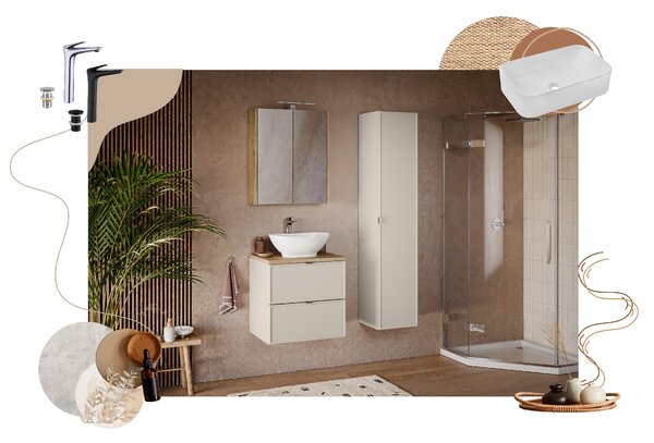 Comad Koupelnová skříňka s deskovým umyvadlem Bella Cashmere 120 cm - kašmír
