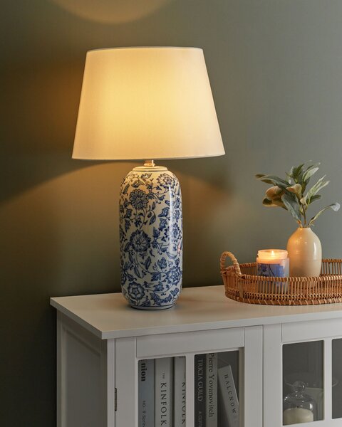 Stolní lampa AIBONITO Porcelán Bílá/Modrá